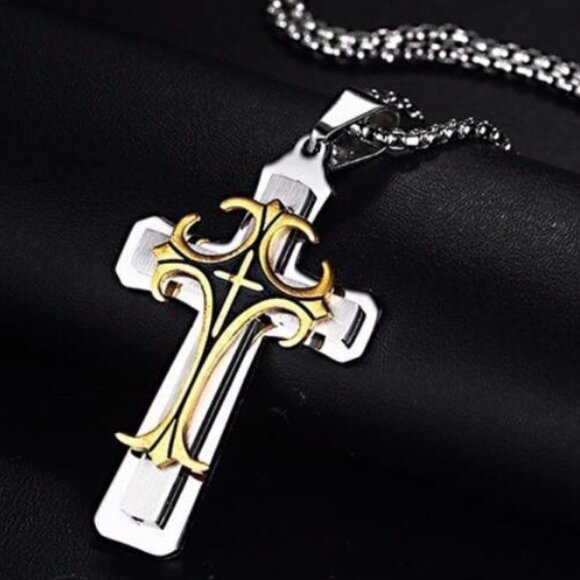Other - ❤️ Stainless Steel Retro Layered Cross Necklace , N90201P120